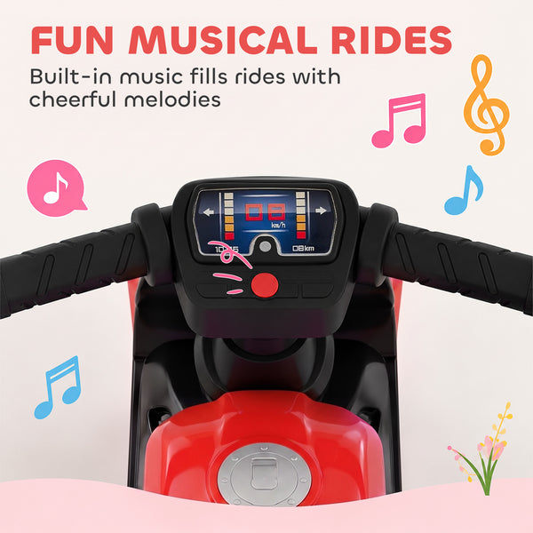 Red musical ride-on motorcycle, 18 to 36 months