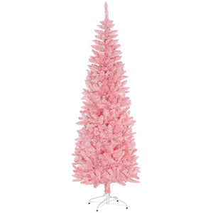 7ft Tall Pink Artificial Christmas Tree with 687 Branches and Steel Base