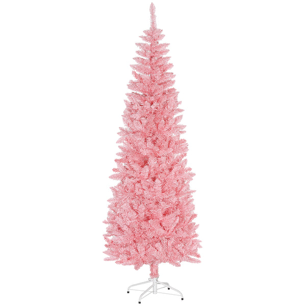 7ft Tall Pink Artificial Christmas Tree with 687 Branches and Steel Base