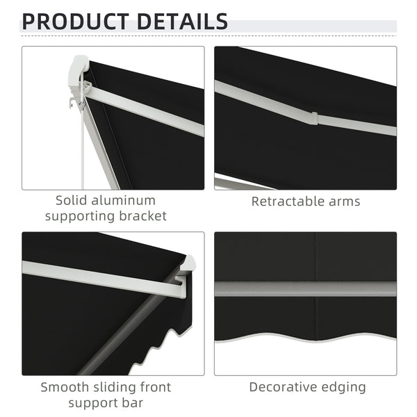 9.8 x 8.2 ft retractable electric awning, black