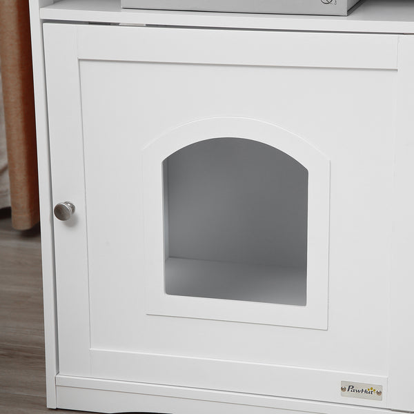 Litter Box Cabinet with Cat-Sized Hole Large, Storage Shelf (Litter Box Not Included)