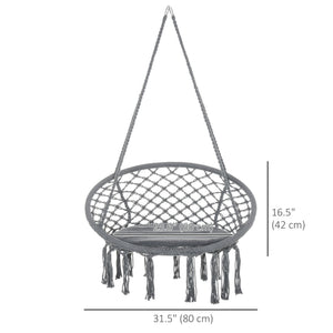 Hanging rope hammock with backrest, dark grey