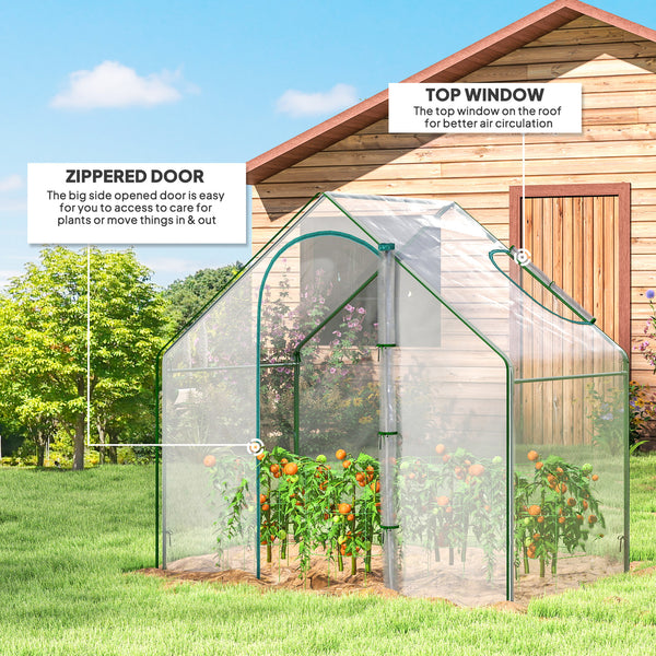 Garden greenhouse with door and window, transparent