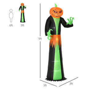 2.7m Halloween Inflatable Decoration Ghost Pumpkin Head, LED Display
