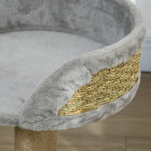 Cat tree with scratching post, play ball, perch and small tower, gray 
