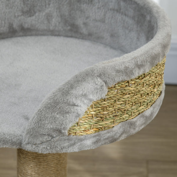 Cat tree with scratching post, play ball, perch and small tower, gray 