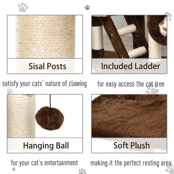 Giant Cat Tree 240-250cm, Ceiling Height, Scratching Post, Activity Center, Brown