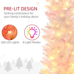6ft White Pre-Lit Pencil-Shaped Christmas Trees with Colored Top Tips