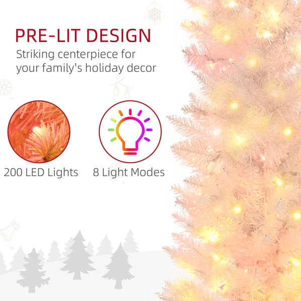 6ft White Pre-Lit Pencil-Shaped Christmas Trees with Colored Top Tips