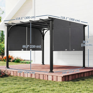 10' x 10' retractable pergola, UPF50+ sun protection, metal frame, dark grey 