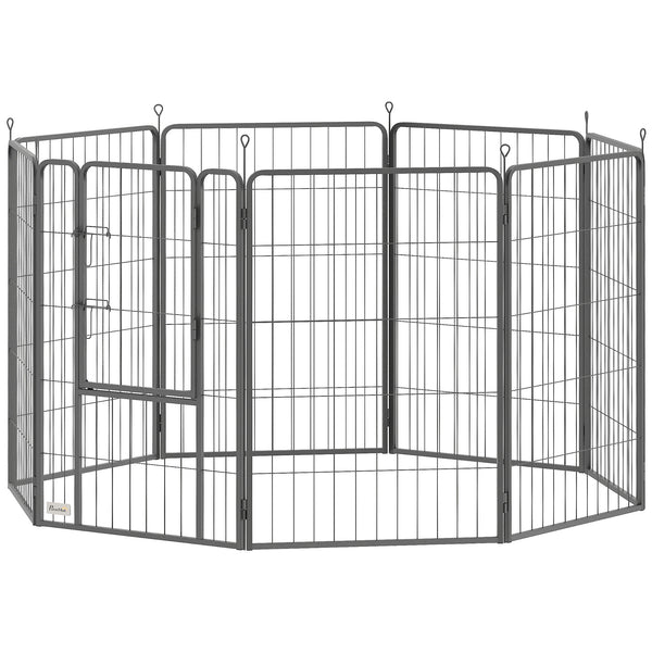 Dog Playpen, Indoor/Outdoor, Portable and Foldable, 8 Panels, with Door and Strap, for Large Dogs