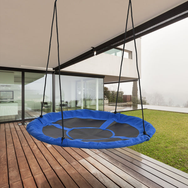 Saucer Swing with Adjustable Hanging Ropes, Blue