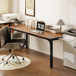 Desk with metal legs, rustic brown