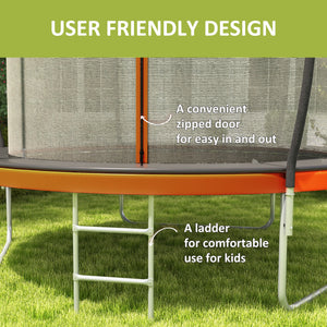 10ft Trampoline with Enclosure Net and Ladder, Orange