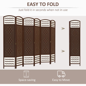 6-Panel Corrugated Fiber Folding Room Divider, Brown