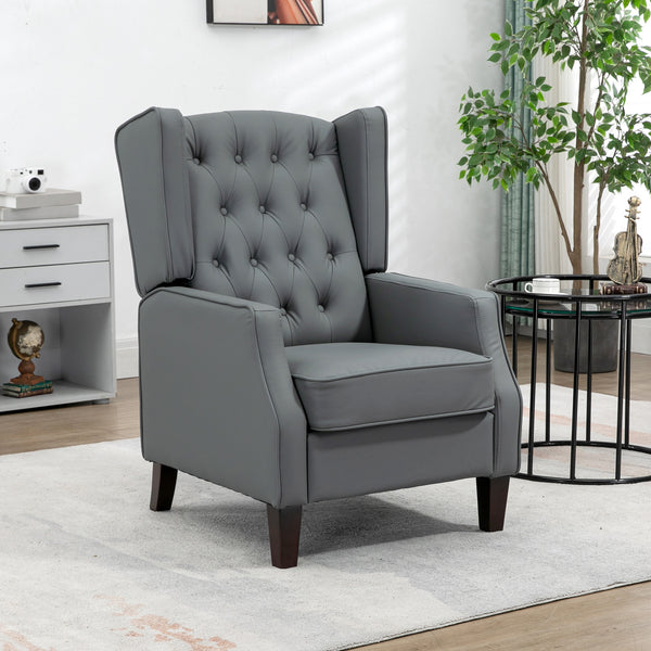 Modern faux leather accent chair with thick padding, gray