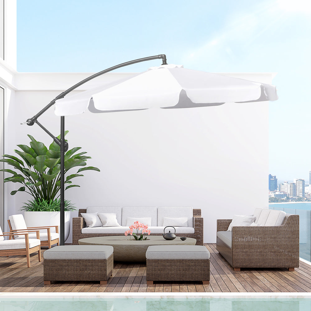 9-foot cantilever parasol with easy tilt adjustment, white