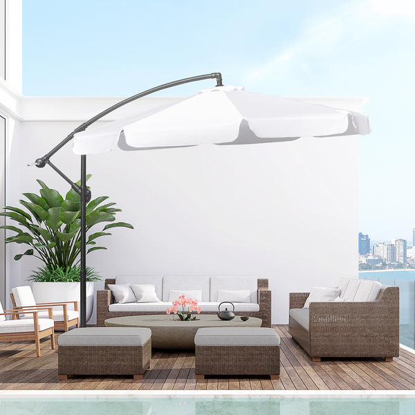 9-foot cantilever parasol with easy tilt adjustment, white