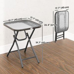 Patio Table, Folding Coffee Table with Tempered Glass Tabletop, Portable Bistro Table for Patio, Backyard