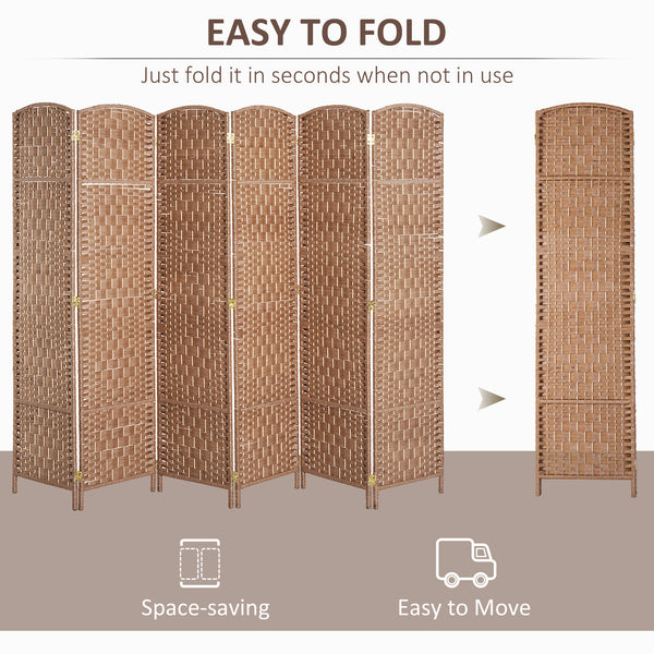 Folding room divider with 6 panels, natural color