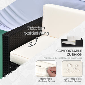 4 Piece Rattan Wicker Sofa Set with Cushions, Luxury Sectional, Coffee Color