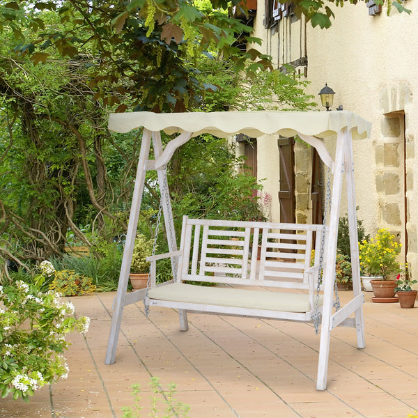 Two-seater swing with canopy and cushion
