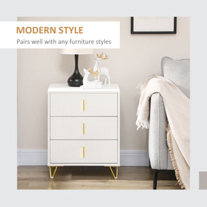 3-drawer chest with metal legs, white