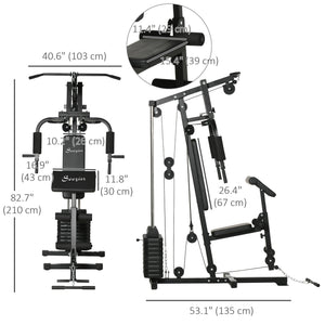 Multifunction weight station with a 45 kg weight stack, for back, chest, arms, and a full body workout.