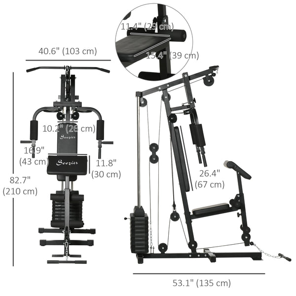 Multifunction weight station with a 45 kg weight stack, for back, chest, arms, and a full body workout.