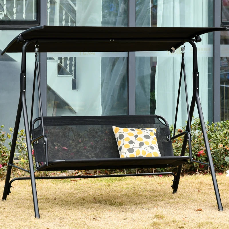 2-seater swing with adjustable canopy, black