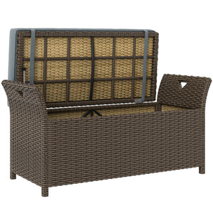 2-in-1 Outdoor Storage Bench in PE Rattan