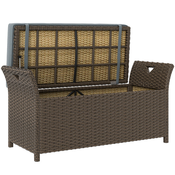 2-in-1 Outdoor Storage Bench in PE Rattan