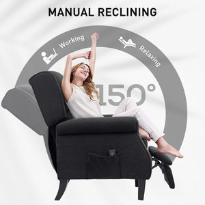 Vibration Massage Chair for Living Room with Extendable Footrest, Remote Control, Pocket, Black