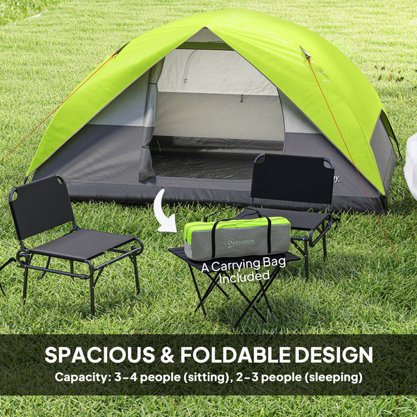 Waterproof camping tent with mesh window, storage pockets and hook