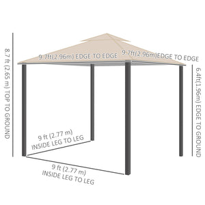 10 x 10 gazebo with pretty curtains and mesh blinds, beige