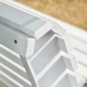 2-seater wooden porch swing with cup holder and chains, white