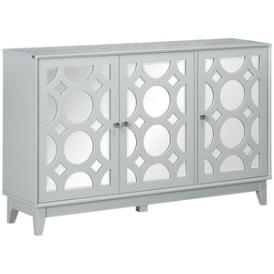 Kitchen cabinet with 3 mirror doors, 2 cupboards and an adjustable shelf, grey