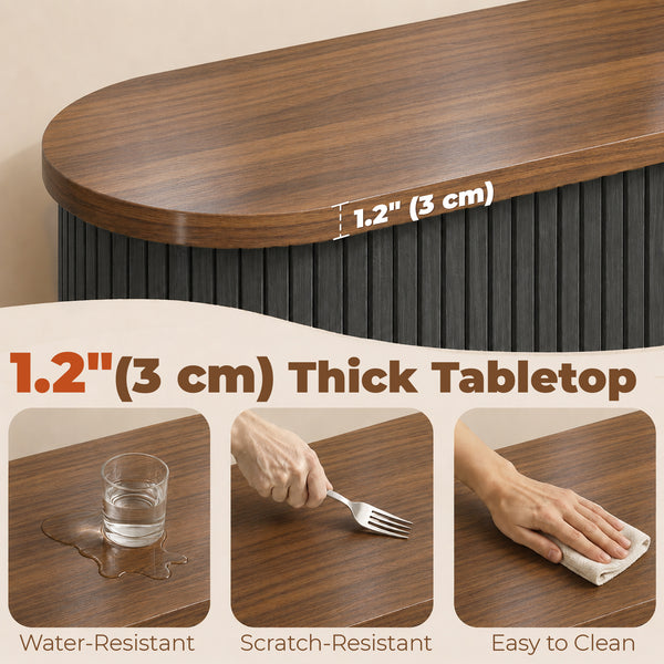 55" Fluted sliding door sideboard, black and brown