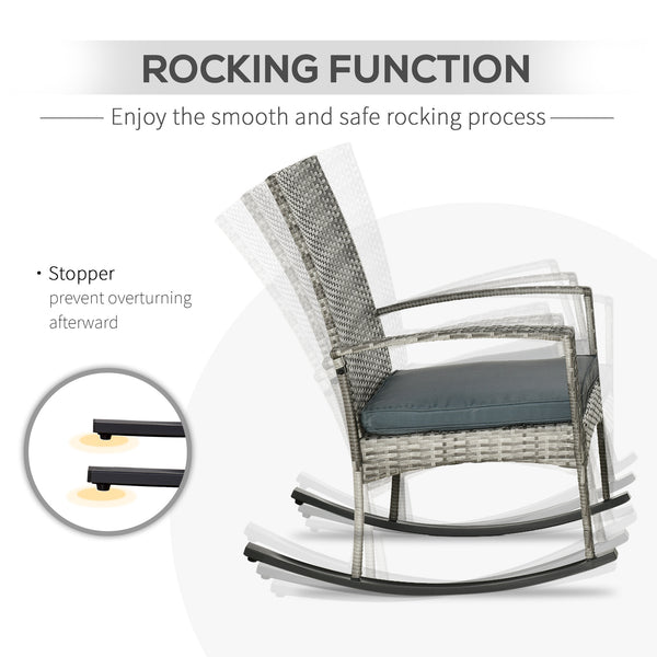 3-piece garden set in woven resin, grey