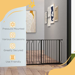 Pet Gate, Easy Installation, with Door and Double Locking System, Black