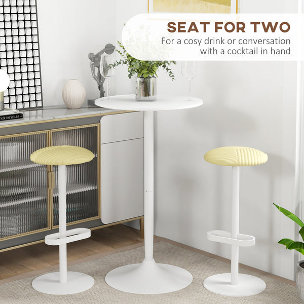Modern round high bar table with painted top, white