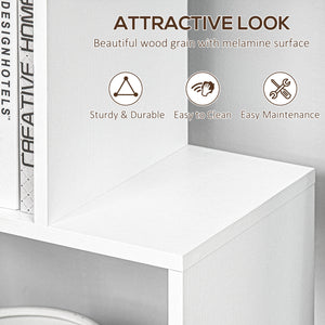 6-Tier 76-Inch Geometric Wooden Bookcase, White