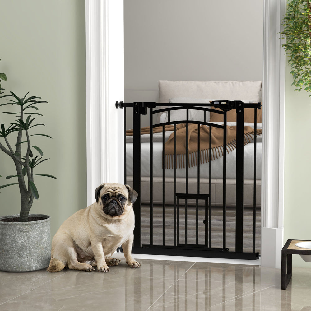 Self-closing pet gate, black