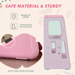 Toddler Kitchen Stool with 2 Steps and Adjustable Platform, Pink