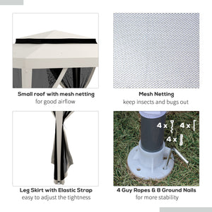 10' x 10' Gazebo with Mesh Netting and Two-Tier Roof for Garden, Patio, Cream White