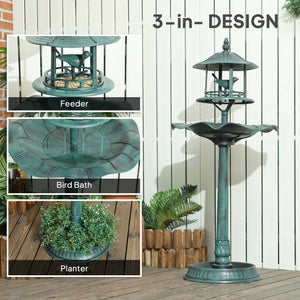 3-in-1 Pedestal Garden Bird Bath with Large Bowl
