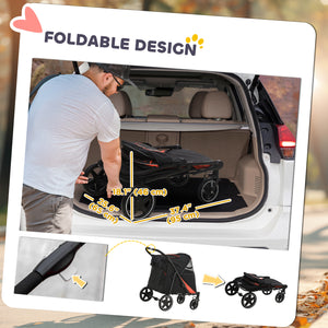 Foldable Pet Stroller for Large and Medium Dogs, Black