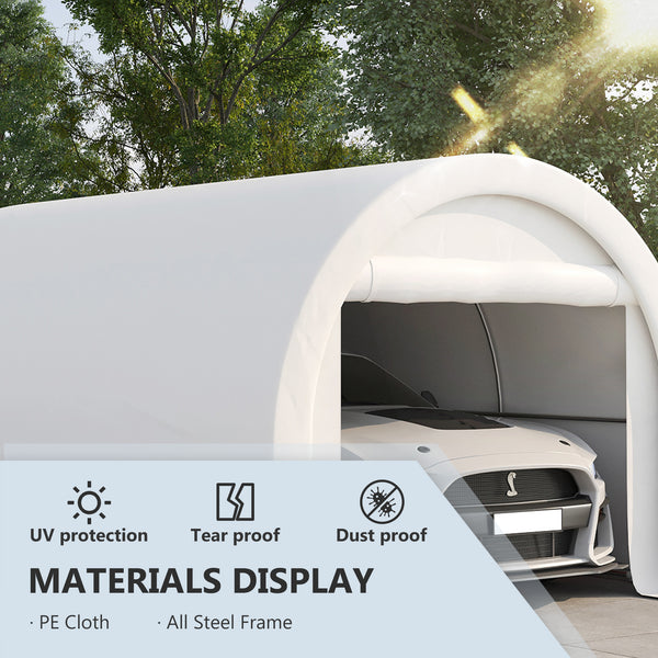 Heavy-duty 10 x 16 carport with zipped door, white
