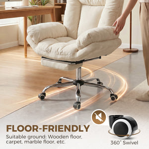 Large office chair with footrest, beige