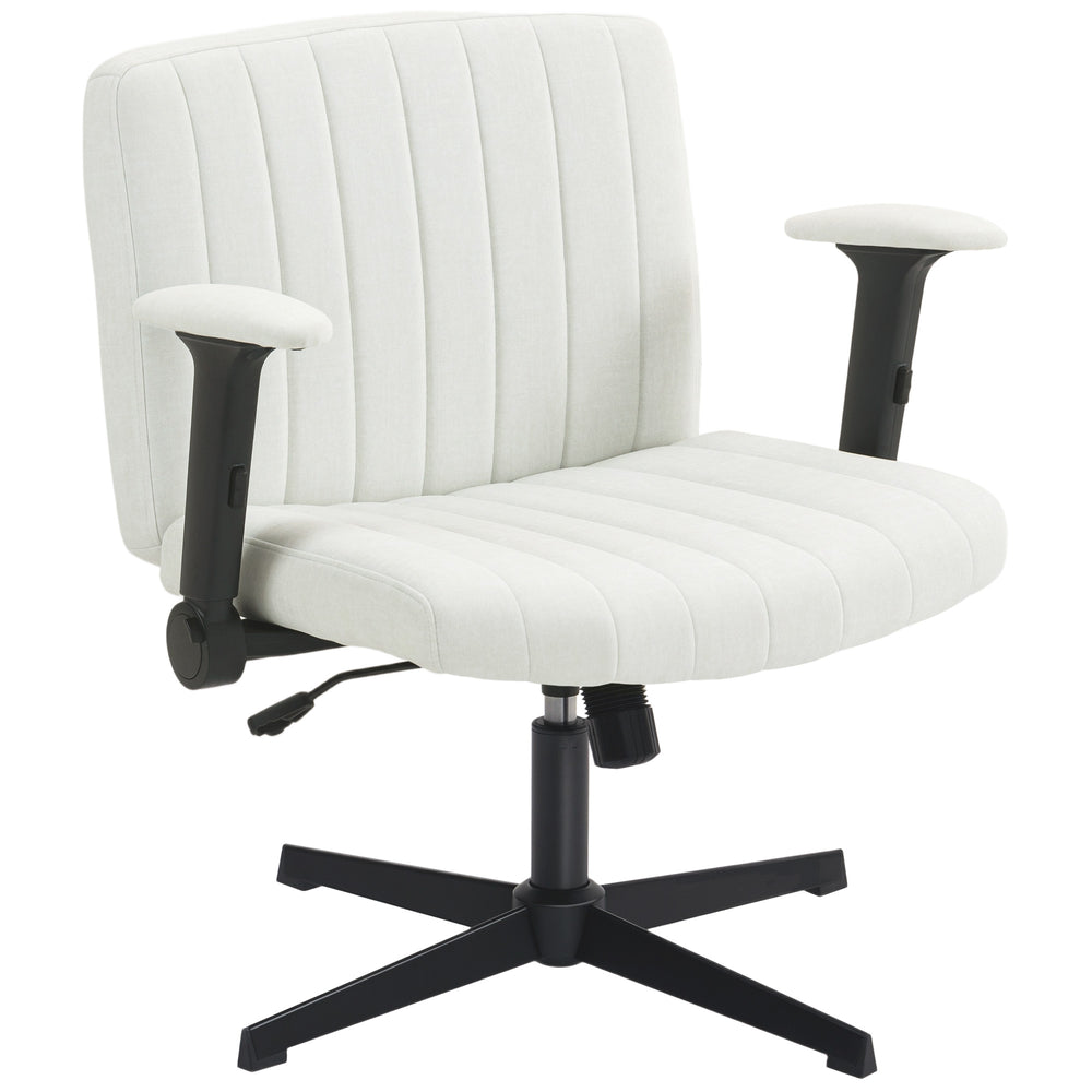 Office chair with cross back, without casters, cream white